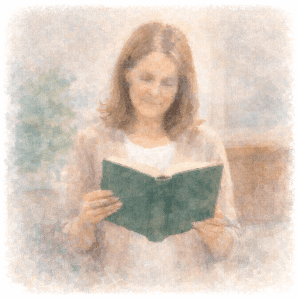 Watercolor illustration of a music leader reviewing a hymn book